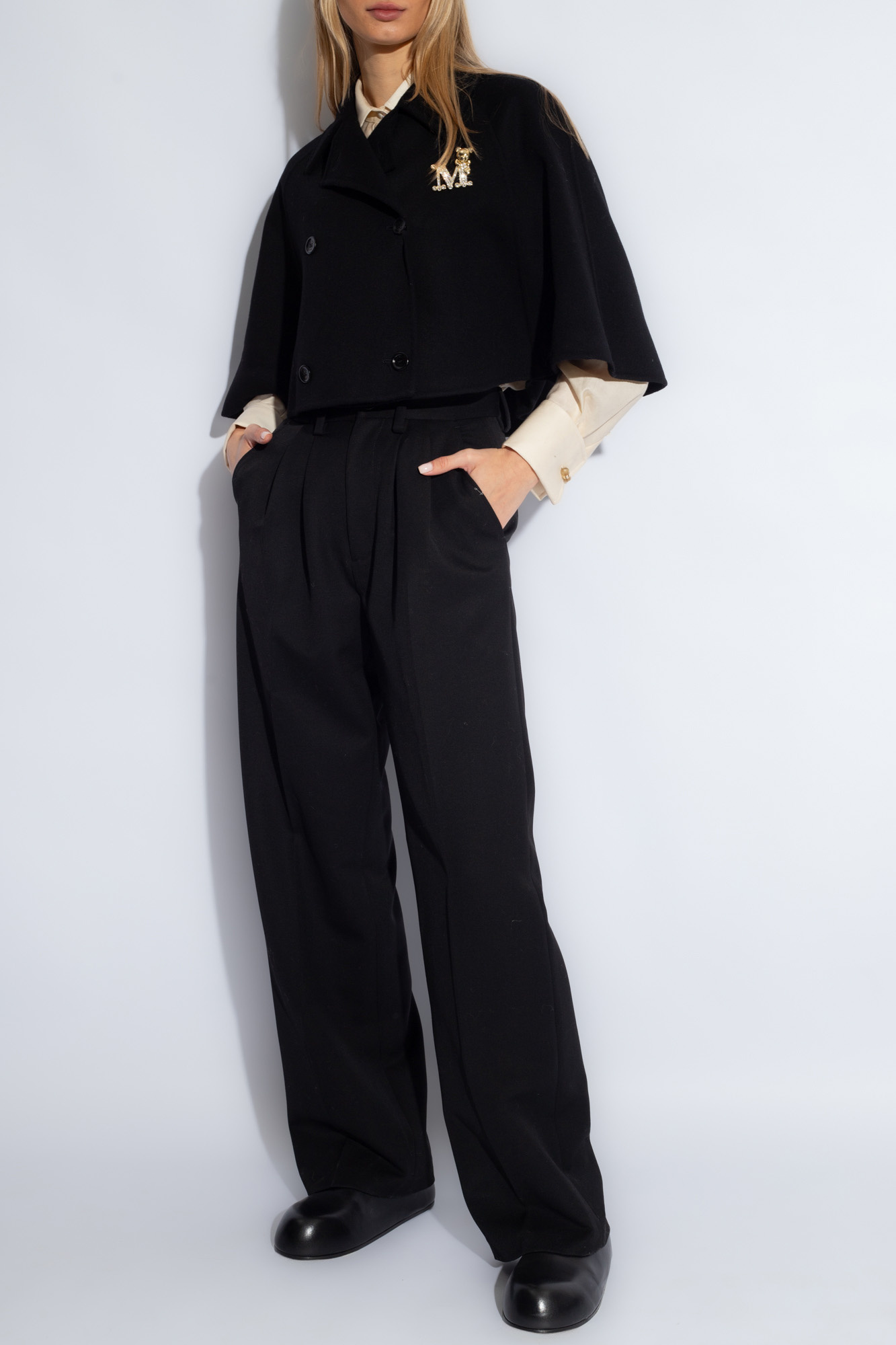 Printed crepe de chine shirt, black | 